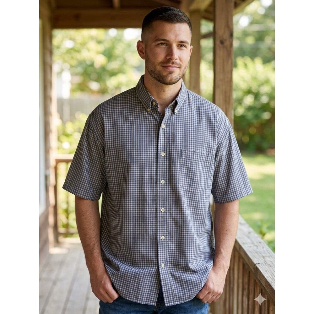 Abercrombie And Fitch Men’s Blue Checkered Short Sleeve Shirt Size XL